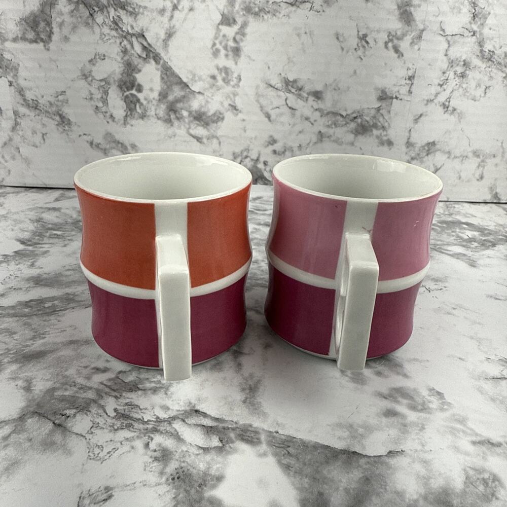 Vintage Block Chromatics Red Lavender Set of 2 Tea Coffee Cups Germany - Picture 4 of 10